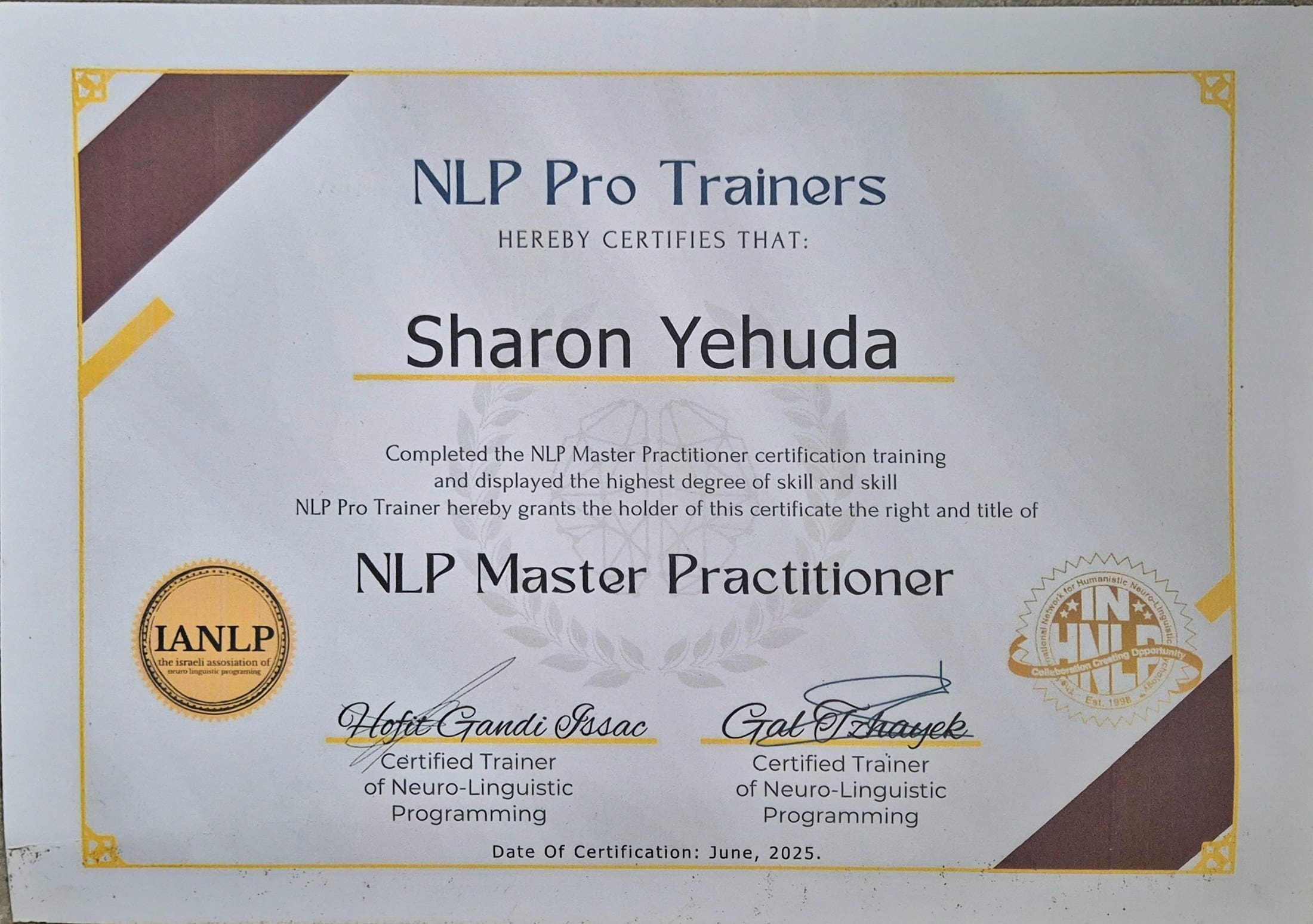 תעודת NLP Master Practitioner