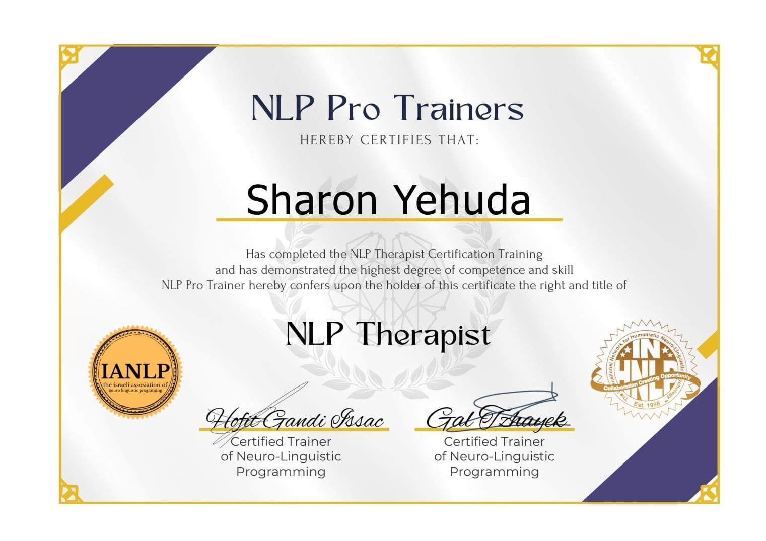 תעודת NLP Therapist