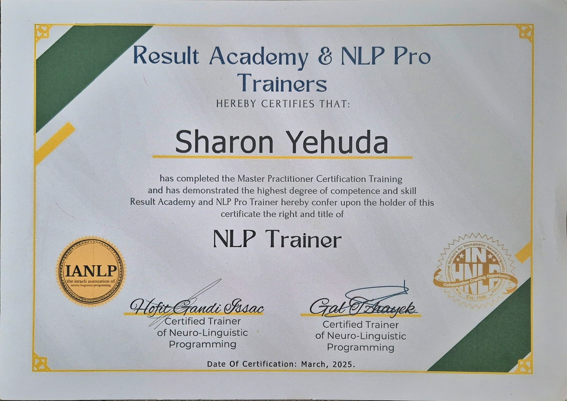 תעודת NLP Trainer